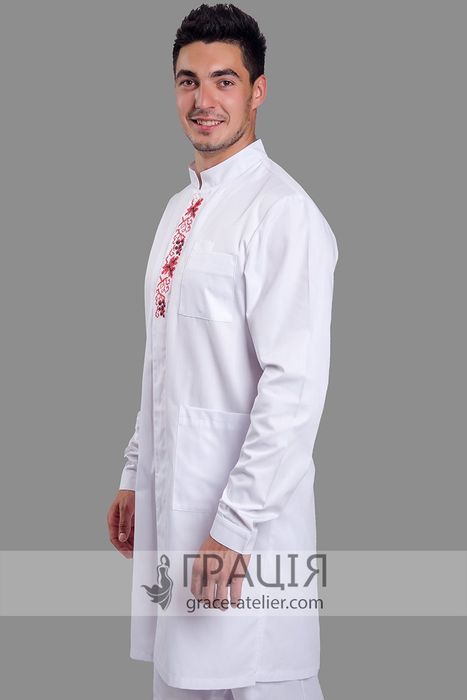 Медицинский халат мужской Национальный с вышивкой, 42