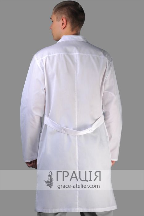 Медицинский мужской белый халат Классический, 42, смесовая (х/б - 35%, п/э - 65%)