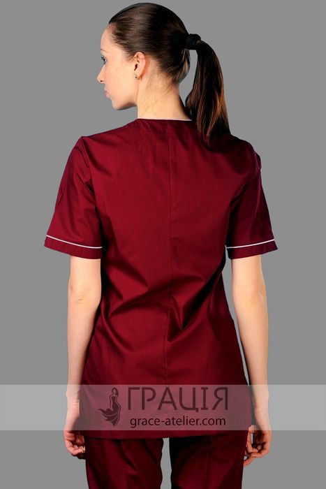 Бордовый хирургический костюм Scrubs, бордовый (062), 38