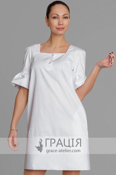Белое медицинское платье Фонарики, 38