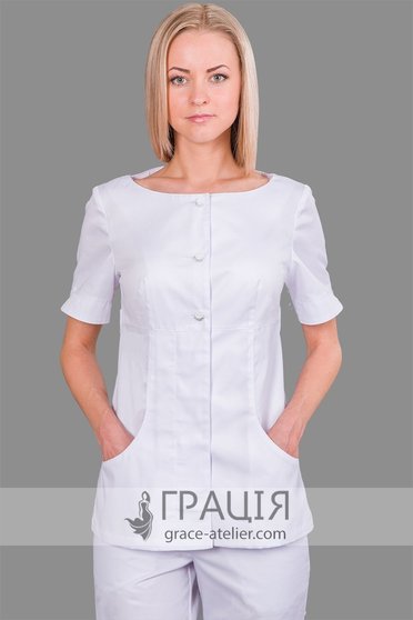 Біла медична блуза Тіана, 38